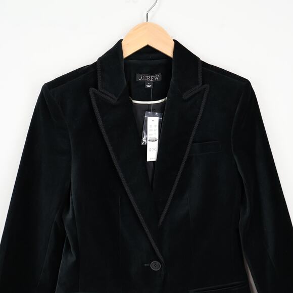 J.Crew Single Breasted Alexandra Sleek Velvet Black Blazer Size 0 NWT - Picture 3 of 11